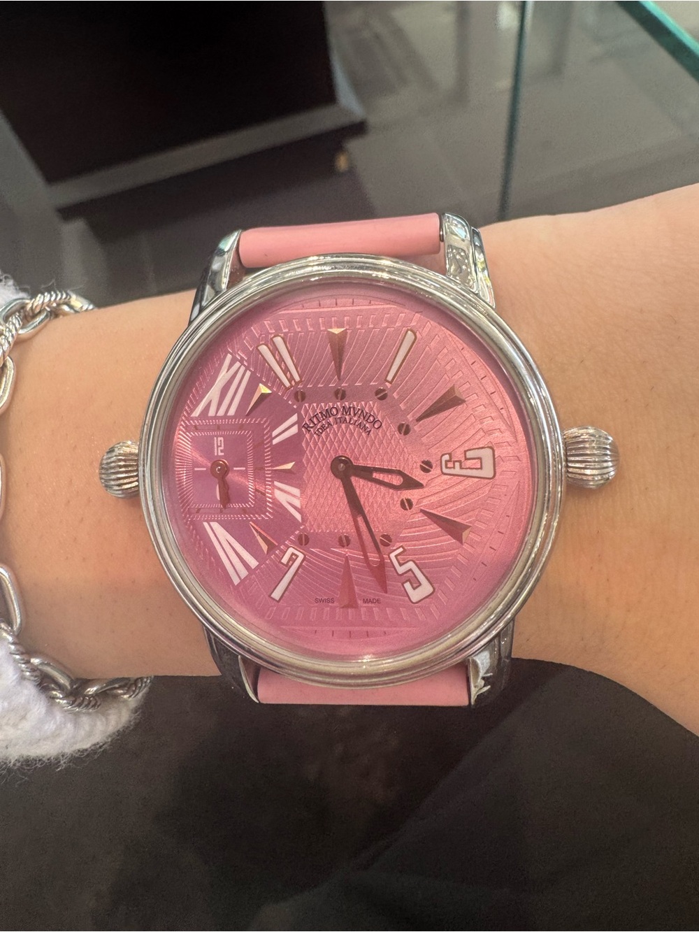 Ritmo Mundo Idea Italiana Divina Swiss-Made Pink Dial Chrono/Dual Time Watch